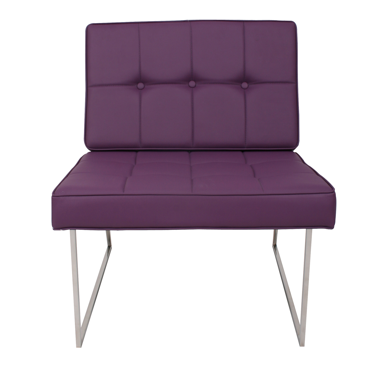 Fauteuil barcaloneta paars leder met chroom onderstel online kopen ...