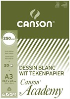 Canson tekenpapier Academy, 250 g, ft 29,7 x 42 cm, A3, blok van 20 vel