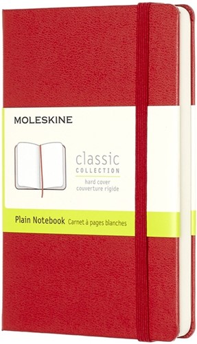 Notitieboek Moleskine pocket 90x140mm blanco hard cover rood