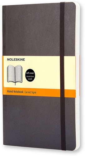 Notitieboek Moleskine pocket 90x140mm lijn soft cover zwart