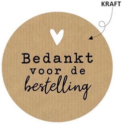 KP etiket "Bedankt voor de bestelling", kraft, diameter 50 mm, rol van 250 stuks