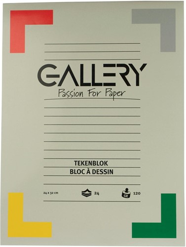 Gallery tekenpapier, 120 g, ft 24 x 32 cm, houtvrij papier, blok van 24 vel