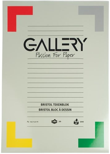 Gallery Bristol tekenpapier, 200 g, ft 29,7 x 42 cm, A3, blok van 20 vel