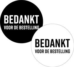 KP etiket "Bedankt voor de bestelling", diameter 40 mm,  2 varianten, rol van 250 stuks