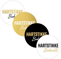 KP etiket "Hartstikke Bedankt", diameter 40 mm, 4 varianten, rol van 250 stuks