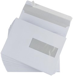 Gallery enveloppen ft 156 x 220 mm, venster rechts, stripsluiting, binnenzijde grijs, 500 stuks