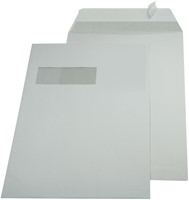 Gallery enveloppen ft 229 x 324 mm, venster links, stripsluiting, binnenzijde grijs, doos van 250 stuks