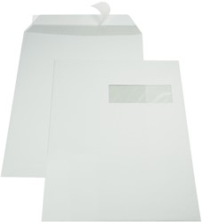 Gallery enveloppen ft 229 x 324 mm, venster rechts, stripsluiting, binnenzijde grijs, doos van 250 stuks