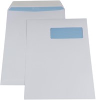 Gallery enveloppen ft 230 x 310 mm, venster rechts, stripsluiting, binnenzijde blauw, doos van 250 stuks