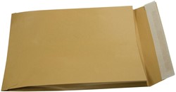 Gallery enveloppen met balg ft 229 x 324 x 35 mm, stripsluiting, bruine kraft, doos van 250 stuks