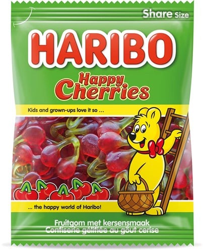 Haribo snoep kersen, zak van 185 g