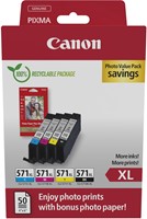 Canon photo value pack CLI-571XL, 375 - 895 foto's, OEM 0332C006, 4 kleuren