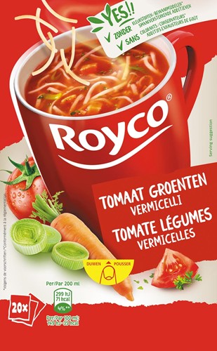 Royco Minute Soup tomaat groenten vermicelli, pak van 20 zakjes-2