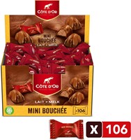 Côte d'Or chocolade mini Bouchée, melkchocolade met praliné, doos van 106 stuks