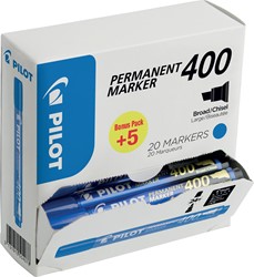 Pilot permanent marker 400, XXL doos met 15 + 5 stuks, blauw
