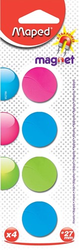Maped magneten, 27 mm, geassorteerde kleuren, blister van 4 stuks