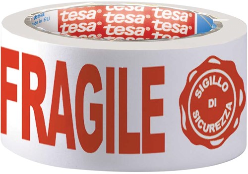 Tesa verpakkingsplakband: FRAGILE, ft 50 mm x 66 m