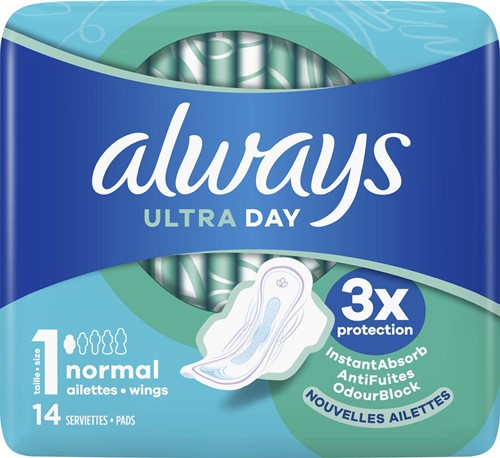 Always Ultra Day maandverband Normal, pak van 14 stuks