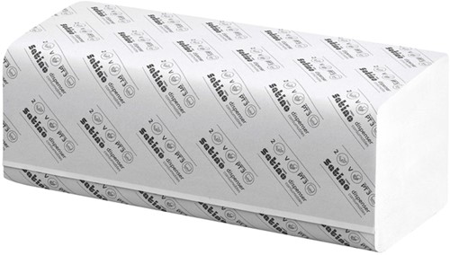 Handdoek Satino PT3 Comfort v-vouw 2-laags 250x230mm 20x160 vel wit 277190-2