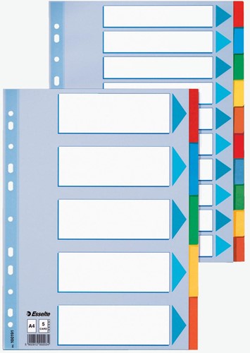 Esselte tabbladen, voor ft A4, karton, 10 tabs, 11-gaatsperforatie