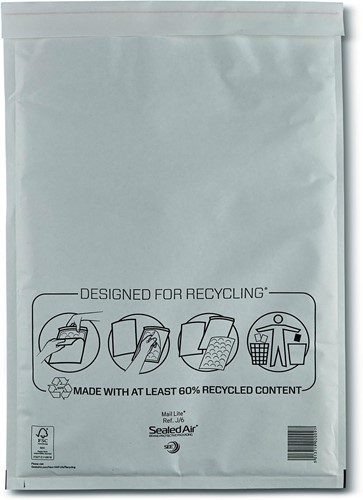 Mail Lite luchtkussenenveloppen, wit, J/6, 300 x 440 mm, doos van 100 stuks