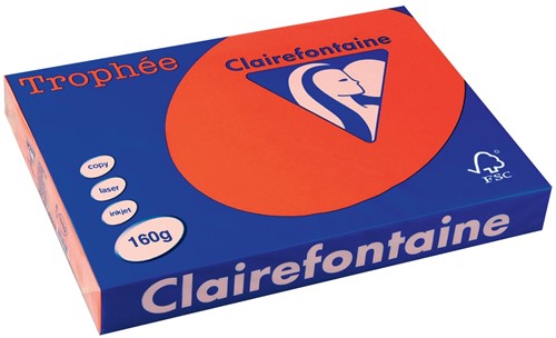Clairefontaine Trophée Intens, gekleurd papier, A3, 160 g, 250 vel, koraalrood