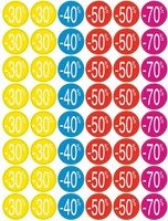 Agipa kortinglabel van -30% tot -70%, geassorteerde kleuren