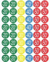 Agipa Kortinglabel van -20% tot - 50%, geassorteerde kleuren