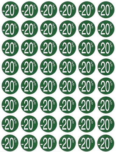 Agipa Kortinglabel -20%, groen, pak van 192 stuks, verwijderbaar