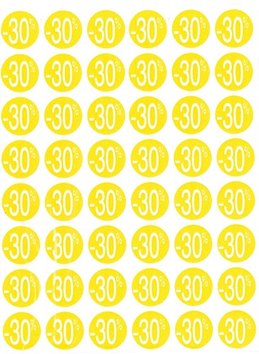 Agipa Kortinglabel -30%, geel, pak van 192 stuks, verwijderbaar-2