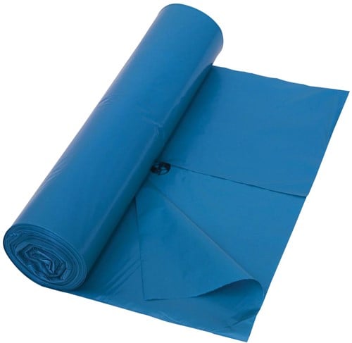 Vuilniszak 45 micron, ft 80 x 100 cm, 120 liter, blauw, rol van 25 stuks