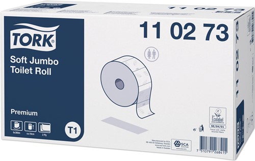 Tork Premium jumborol toiletpapier zacht, 2-Laags, systeem T1, wit, doos van 6 rollen-2