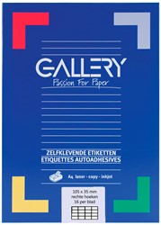 Gallery witte etiketten ft 105 x 35 mm (b x h), rechte hoeken, doos van 1.600 etiketten