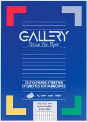 Gallery witte etiketten ft 105 x 42,3 mm (b x h), rechte hoeken, doos van 1.400 etiketten