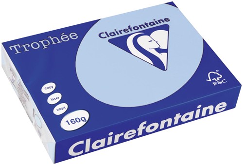 Clairefontaine Trophée Pastel, gekleurd papier, A4, 160 g, 250 vel, blauw