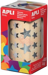 Apli Kids stickers op rol, ster, 2360 stuks, metallic zilver