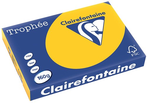 Clairefontaine Trophée Intens, gekleurd papier, A3, 160 g, 250 vel, zonnebloemgeel