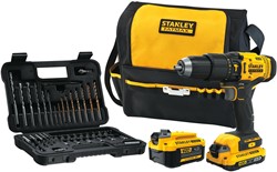 Stanley Fatmax schroefklopboormachine 18V, met 2 accu's, softbag en 50-delige accessoireset