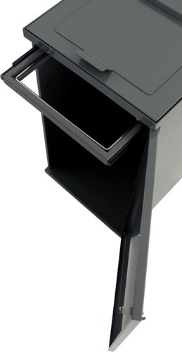 V-part modulaire afvalbak met deur en zakhouder 85 l, grijs-2
