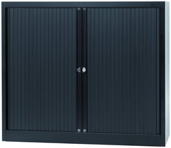 Bisley roldeurkast, ft 103 x 120 x 43 cm (h x b x d), 2 legborden, zwart