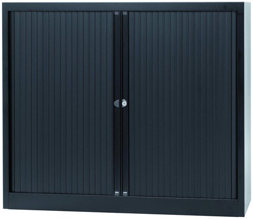 Bisley roldeurkast, ft 103 x 120 x 43 cm (h x b x d), 2 legborden, zwart