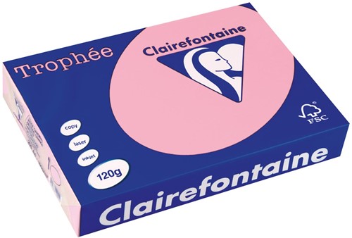 Clairefontaine Trophée Pastel, gekleurd papier, A4, 120 g, 250 vel, roze