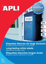 Apli Weerbestendige etiketten ft 210 x 297 mm (b x h), 100 stuks, 1 per blad, doos van 100 blad