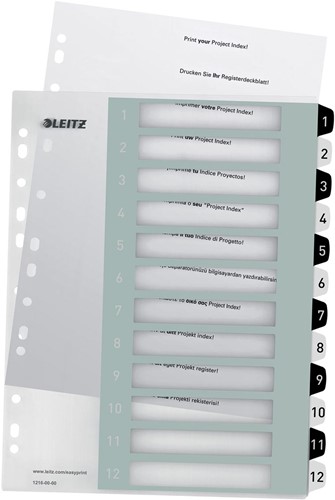 Leitz WOW printbare index, 12 tabs, zwart-wit-2
