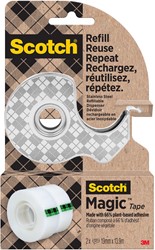 Scotch duurzame dispenser uit RVS, met 2 rolletjes Scotch Magic Tape ft 19 mm x 13,9 m