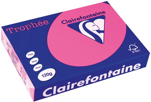 Clairefontaine Trophée Pastel, gekleurd papier, A4, 120 g, 250 vel, felroze