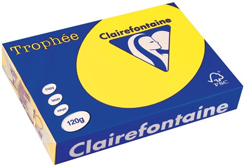 Clairefontaine Trophée Intens, gekleurd papier, A4, 120 g, 250 vel, zonnegeel