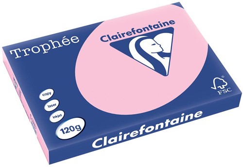 Clairefontaine Trophée Pastel, gekleurd papier, A3, 120 g, 250 vel, roze
