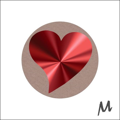 Etiket bedrukt, op rol, diameter 39 mm, 500 stuks, kraft, Love hartje