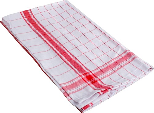 Handdoek Adalynne, ft 50 x 70 cm, geruit, rood, pak van 3 stuks